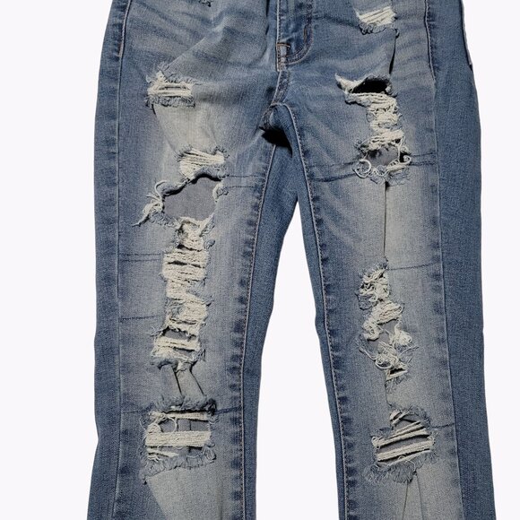 Aeropostale High Rise Jegging Jeans Womens Size 4 Short Medium Wash Ripped Denim - Picture 3 of 5